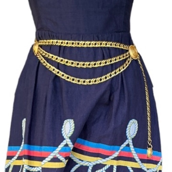 St. John Collection VINTAGE Triple Chain Medallion gold SJ initial logo 37” rare - Picture 2 of 10